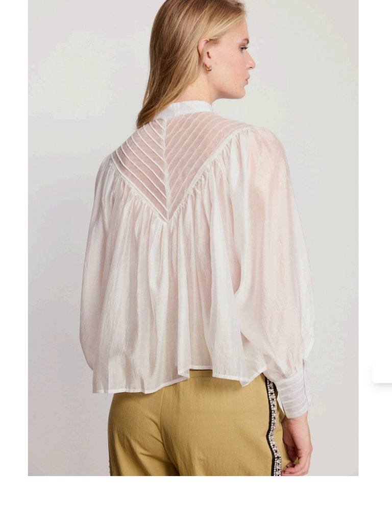 The Shirt By Rochelle Behrens The Shiv Peasant Ruffled Shirt White Sz Xs — image 7 of 8
